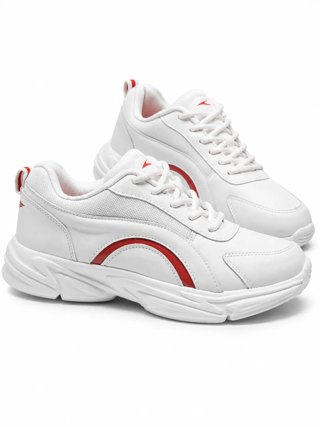 GD Goenka White Sports Shoes | White & Red