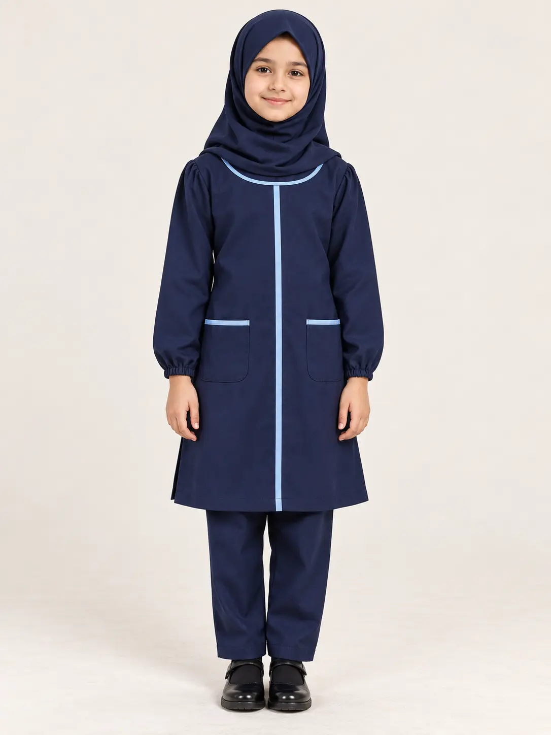 SRM Welkin Girls’ Uniform | Classes 1–4 | Navy & Sky Blue